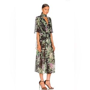 NWT Sabina Musayev Lunetta Midi Dress in Black Floral | Size Medium